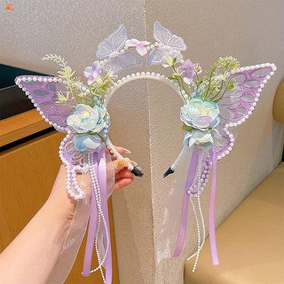 Trẻ em cổ tích tiara tóc vòng có tua rua & hoa - Trang sức cho sinh nhật và sân khấu