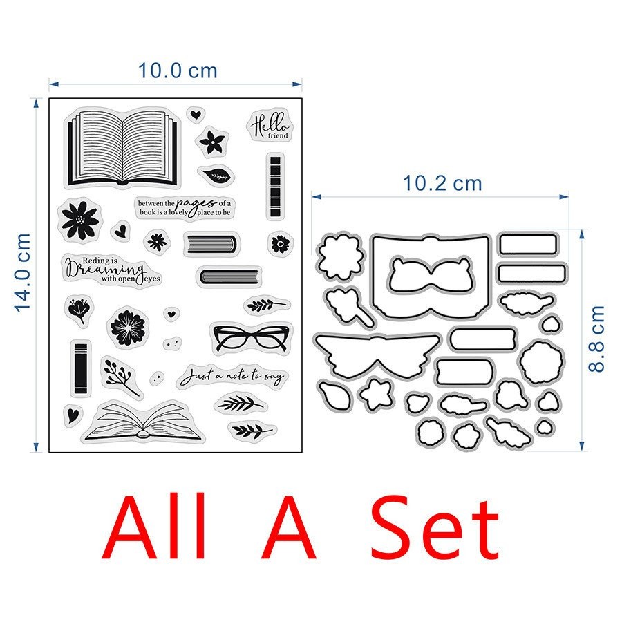 Sách Khuôn Cắt Thép Carbon Và Bộ Con Dấu Silicon Sổ Lưu Niệm Khuôn Dập Nổi Kim Loại DIY Sổ Tay PVC Seal Bộ 2 Món