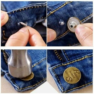 01 Nút cúc kim loại 17mm đóng quần áo jean tự đóng tại nhà. Nút cúc mặt đồng kim loại cho quần jean DIY