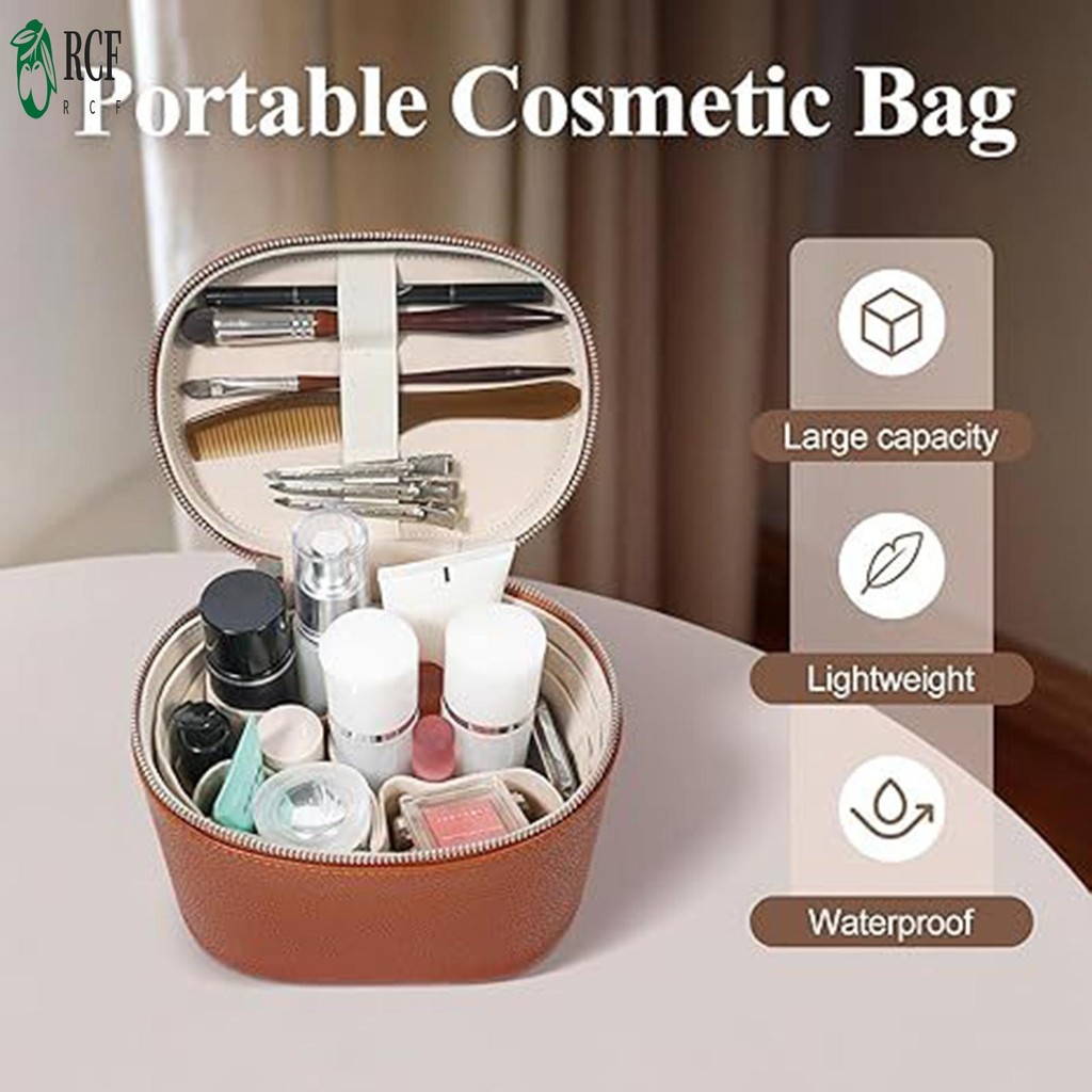 Túi đựng mỹ phẩm di động Hộp đựng du lịch trang điểm có dây kéo và tay cầm để lưu trữ Son môi Bút chì kẻ mày Mỹ phẩm