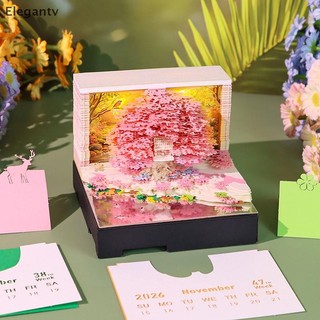 EGN Music Time Piece Lịch 2026 Lịch Để Bàn Có Đèn LED 3D Lịch Xé Khắc Giấy Nghệ Thuật Miếng Lót Notepad Quà Tặng Giáng Sinh Trang Trí Máy Tính Để Bàn N