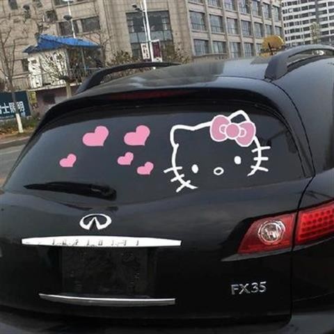Hello kitty Xe Miếng Dán Hoạt Hình Dễ Thương Vòng Hoa Mặt Trước Thân Miếng Dán Trang Trí Xe Hơi Chống Thấm Nước