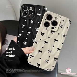 Ốp Lưng Cho Iphone 15 16 13 11 12 14 Pro Max 16 15 Plus XR X XS MAX Thời Trang Dễ Thương Nơ Đen Nút Thắt Trái Tim Tình Yêu Bìa Mềm