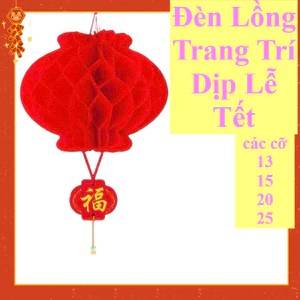 COMBO 10 Đèn Lồng Đỏ trang trí Tết chữ Phúc chất liệu chống nước các size 13,15, 20, 25cm