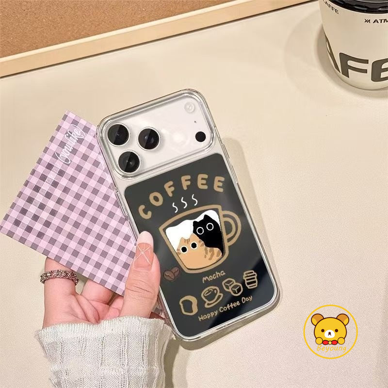 Ốp Điện Thoại Gương Mèo Dễ Thương Cho Honor 400 300 Pro Ultra 200 Smart 100 90 Lite 80 70 60 50 Pro Plus 60 50 SE Magic 7 6 Pro 5 4 Lite Vỏ Cốc Cà Phê Hoạt Hình Ốp Lưng Chống Sốc