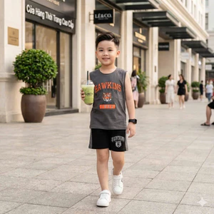 bộ hè bé trai mẫu ba lỗ hàng quảng châu 12-29kg, áo phông 3 lỗ kèm quần cho bé trai, bộ cộc bé trai BI