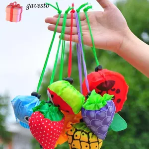 Túi sinh thái GAVESTO, Túi mua sắm gấp dâu tây bằng vải Polyester cầm tay, Túi mua sắm có thể tái sử dụng di động tại nhà