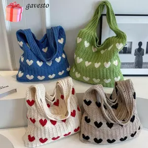 Túi đeo vai GAVESTO, Dây đeo vai rộng Túi tote dệt kim rỗng, Túi tote dệt kim mở thời trang Dung tích lớn Nhẹ Cảm giác Ví tote Sử dụng ở trường học