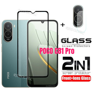 POCO C81 Pro Bảo Vệ Màn Hình 2 Trong 1 + Bảo Vệ Ống Kính Full Keo Xiaomi POCO C81Pro Kính Cường Lực Bảo Vệ Phim Với Camera Bảo Vệ Flim