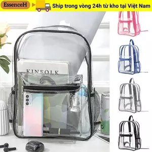 Ba lô trong suốt ESSENCEH, Ba lô PVC thiết kế sang trọng dung tích lớn, Túi đeo vai chống nước đa năng Thể thao ngoài trời