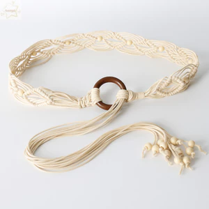 Thắt lưng tua rua thắt nút AWNGD, Thắt lưng rộng phong cách Bohemia Thắt lưng nữ bện, Thắt lưng dây chuyền cổ điển có thể điều chỉnh thời trang Phụ kiện dây thắt lưng