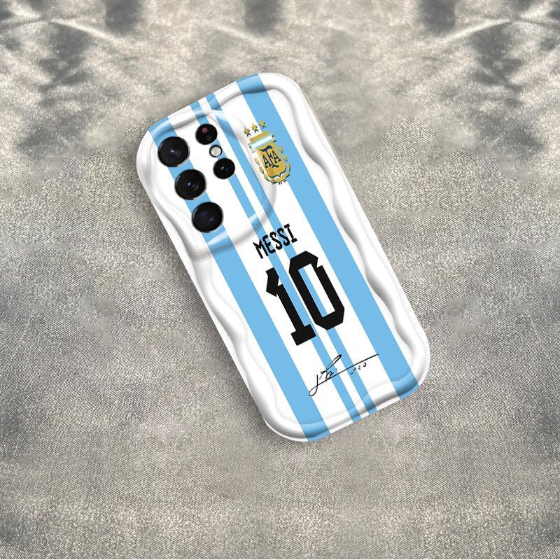 Ốp Silicon Hoạt Hình Cho Samsung S20 S21 S22 S23 S24 S25 S26 + FE Plus Ultra 3D Bảo Vệ Vỏ Điện Thoại Mềm TPU NO.10 Bóng Đá World Cup Messi Ốp Lưng Chống Sốc