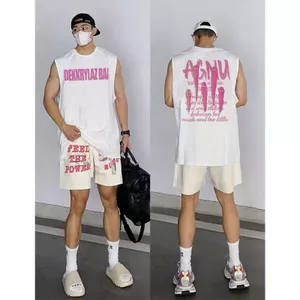220g Cotton Nặng Hợp Thời Trang Áo Vest In Chữ Mỹ Đường Phố Mùa Hè Rời Hàng Đầu