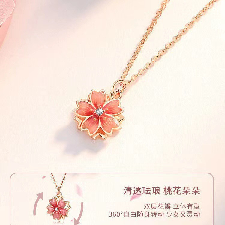 Vòng cổ pha lê hoa đào vàng hồng tinh tế