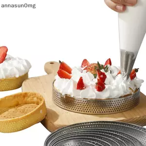 AA 5 / 6 / 7 / 8 / 9 / 10 CM Nhẫn Tart đục lỗ có lỗ Thép không gỉ Tart Đáy Tháp Trái Cây Bánh Quiches Vòng Bánh Mousse Khuôn Nướng Bánh VN