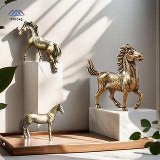 ELBBKG Đồng Ngựa Tượng Điêu Khắc, Tượng Động Vật, Tượng Đồng Thu Nhỏ, Đồng Nguyên Chất Trang Trí Máy Tính Để Bàn Mới