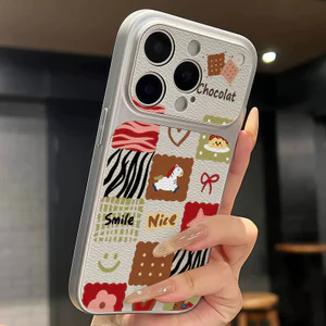 Ốp lưng iPhone Họa tiết da mạ Họa tiết hình bánh quy iPhone 17 16 15 14 13 12 11 Pro Max Plus Max