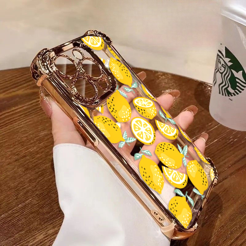 Ốp Điện Thoại Cho iPhone 14 13 Pro Max 6 7 8 Plus 17 Air X XR XS Max Mạ Trái Cây Mùa Hè Dưa Hấu Chanh Trong Suốt Chống Sốc Mềm Dễ Thương