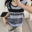 Áo thun ngắn tay sọc màu tương phản cổ điển dành cho nữ cổ tròn họa tiết rỗng che phủ Fle