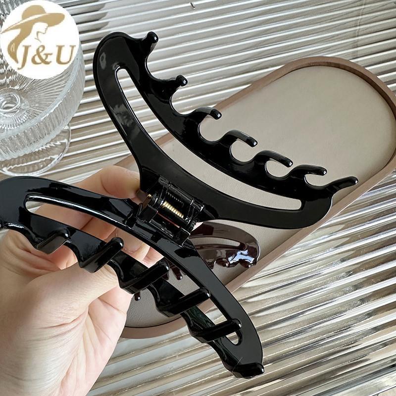 JU Pháp Acetate Chữ Vàng Nhãn Rỗng Cá Mập Kẹp Phụ Kiện Tóc Nữ Sang Trọng Kẹp Tóc Thời Trang Phụ Kiện Tóc VN