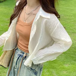 Áo sơ mi chống nắng phiên bản ngắn nhỏ Thiết kế mùa hè Áo sơ mi mỏng dáng rộng Cardigan