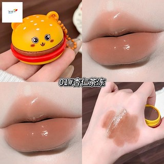 Son bóng màu pha lê đông lạnh - Gương bóng nước Burger hình gấu dễ thương cho học sinh
