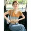 Áo sơ mi dệt kim ngắn tay sọc màu tương phản phong cách Hàn Quốc mùa hè Phong cách mới Fungus Edge Color-Blocking Top