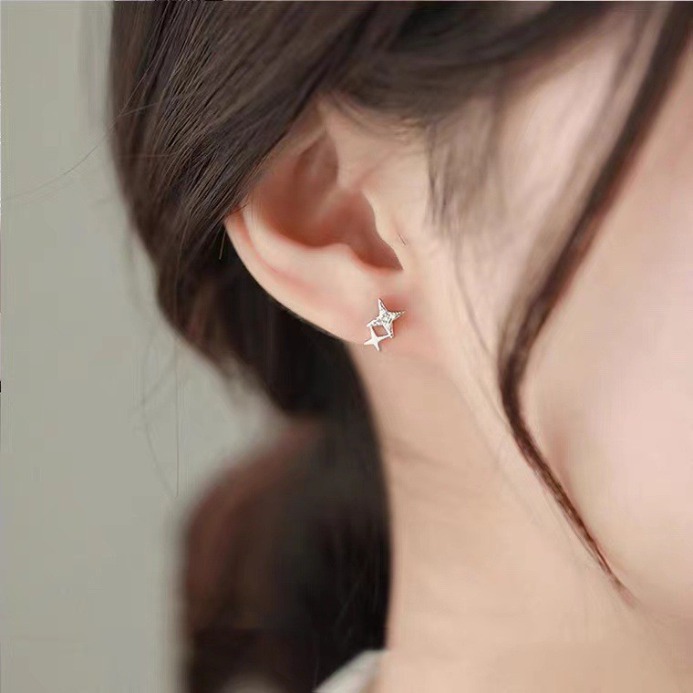 Bông tai hình ngôi sao sang trọng nhẹ bạc s925