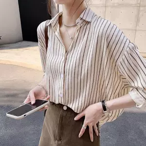 Áo sơ mi sọc dài tay Top Size lớn Thiết kế dáng rộng Niche Áo khoác ngoài phù hợp