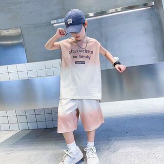 Bộ đồ bé trai thể thao năng động - Áo sát nách loang màu phối quần short rộng thoáng mát mùa hè