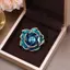 HNKMP Xanh Kim Cương Giả Camellia Hoa Thổ Cẩm Dành Cho Nữ Men Pin Thanh Lịch Ve Áo Chân.