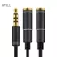 Apill Cáp chia âm thanh Cuifati 3,5 mm Tai nghe cặp đôi hợp kim nhôm có Mic mở rộng Bộ chuyển đổi Aux Nghe nhạc cùng nhau cho điện thoại Máy tính xách tay 30 cm Màu đen (Đen)