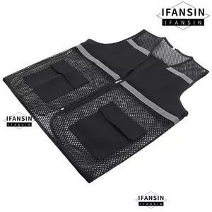 Áo Vest An Toàn IFASIN, Áo Vest Vải Thoáng Khí Có Dải Phản Quang, Để Đi Bộ Màu Đen Có Dây Kéo Spandex Lưới Vest Xây Dựng Đường Sắt Giao Thông Công Nhân Tàu Điện Ngầm