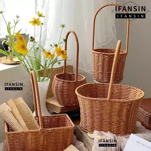Giỏ hoa cô dâu IFASIN, Giỏ cắm hoa dệt bằng tay Willow Mây, Hộp đựng dã ngoại có tay cầm Giỏ dệt dã ngoại Cô gái hoa