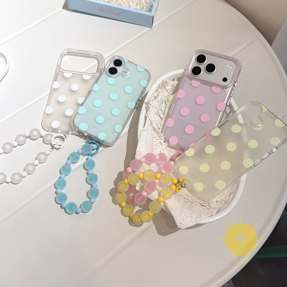 Phone Case For iPhone 17 Pro Max 16 15 14 13 TPU Matte Polka Dot Air Bag Polka Dot Air Bag Translucent Aesthetic Korean Cute