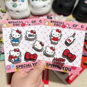 Set 10 Charm Hello Kitty Nơ Đỏ Classic Premium Collection Trang Trí Dép Túi Xách Phụ Kiện Kawaii Dễ Thương Cao Cấp