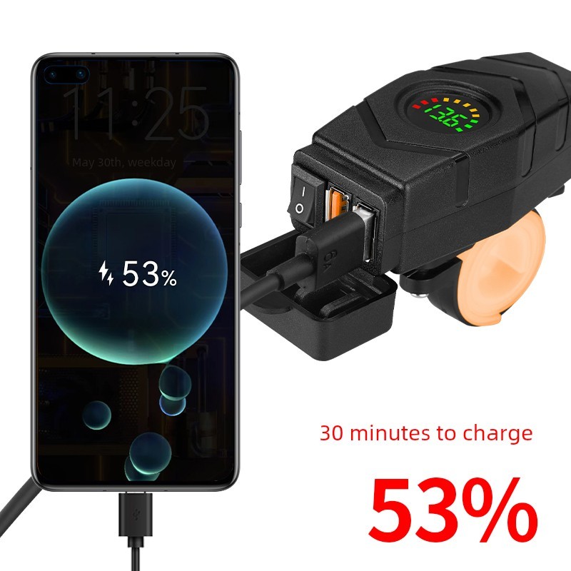Xe Tay Ga Xe Máy Sạc Điện Thoại Di Động Sạc Nhanh Chống Nước 12V Ba Gót Xe Điện Sửa Đổi usb Sạc Interf