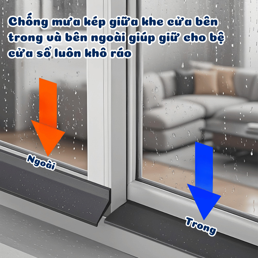 Tấm Chắn Nước Mưa Cửa Sổ HOMIE, Dải Silicone Chắn Nước Chống Thấm, Chống Dột Mùa Mưa, Dễ Lắp Đặt