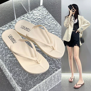Mùa Hè Phù Hợp Với Thời Trang Đi Biển Flip-Flops Nữ Mặc Ngoài Cổ Điển Đơn Giản Màu Trơn Đế Mềm Flip-Flops Nữ XGWT