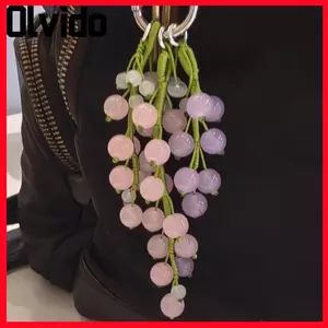 Móc khóa đính cườm nho OLVIDO, Móc khóa trái cây mô phỏng bằng tay, Túi đính cườm tinh tế thời trang Túi treo trang trí