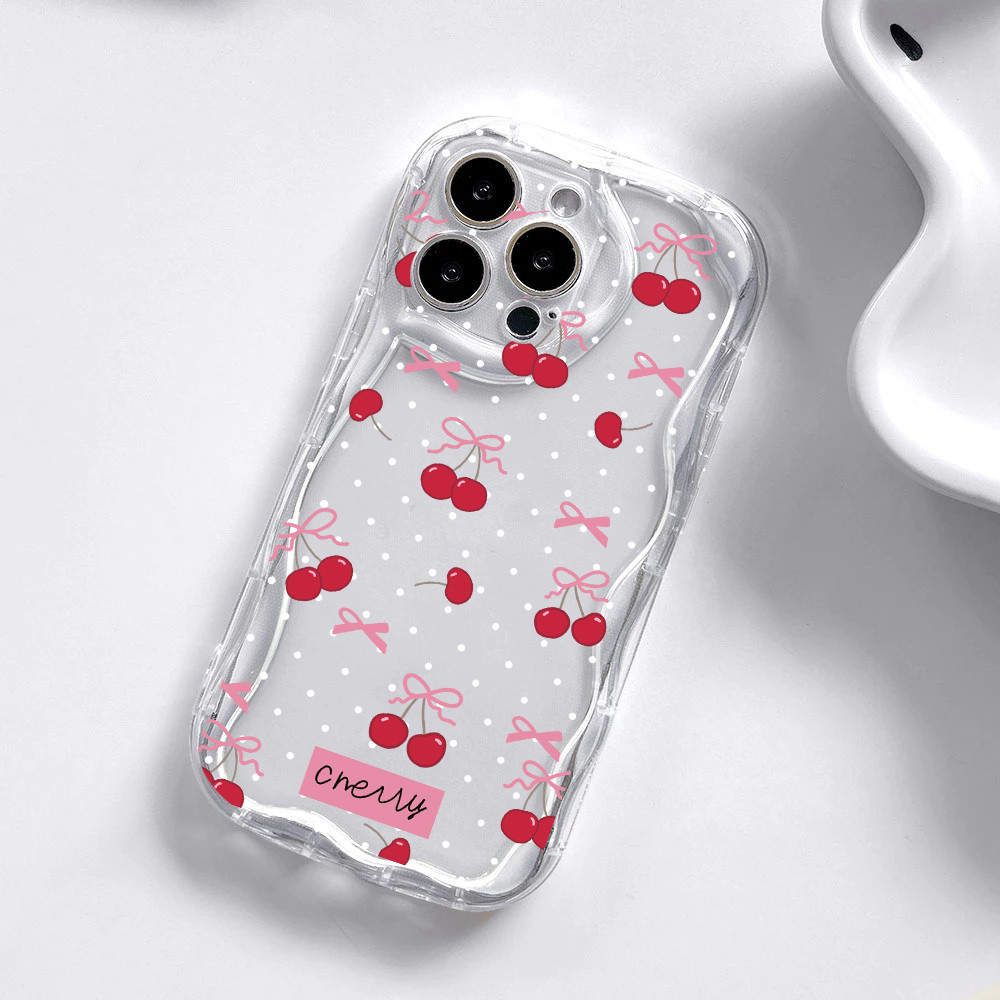 Ốp Lưng Cho Google Pixel 10 9 Pro XL9 8 7 Pro 5G Pixel 7A 8A Ốp Điện Thoại Hoa Hoạt Hình Nơ Đỏ Anh Đào TPU Họa Tiết Trong Suốt Chống Sốc Mềm 3D Sóng Cong Cạnh Silicon