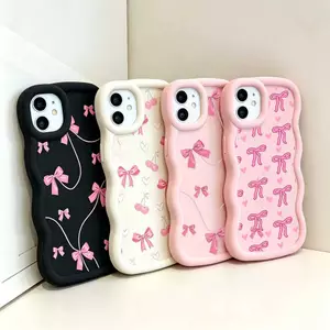 Line Bow Tie Điện Thoại Di Động Dành Cho VIVO V60 Lite V50 Y05 Y400PRO Y29 Y03 A18 V30E V29E Y39 Bao Màu Hồng Nơ Silicon Sóng Điểm Màu Kẹo
