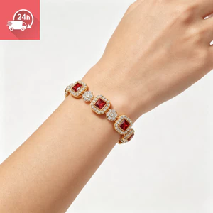 Thiết kế thích hợp kiểu Pháp đường vuông tinh tế dành cho nữ, vòng tay zircon đi lại nổi tiếng trên internet