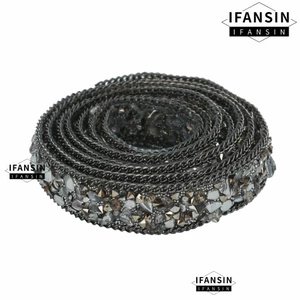 FANSIN 1 Dây Xích Kim Cương Giả, 1 Sân 0.6 Inch Ruy Băng Kim Cương Giả, Trang Trí Hotfix Đính Hạt Viền Cho Đồ Thủ Công DIY