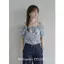 Áo thun ngắn tay hoa một vai Slim-Fit Xanh ngắn phong cách cao cấp