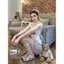 Áo thun ngắn tay in hình dâu tây Milyfashion Mùa hè Phong cách mới Slim-fit Slimer Look Stacked Niche All-Match Short Top One-Shoulder Y2