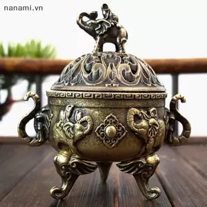 Lư Hương Voi Lư Hương Hoa Sen Kim Loại Lư Hương Bát Đựng Hương Có Tay Cầm Thiền Yoga Trang Trí Nhà Cổ Phong Cách [VN]