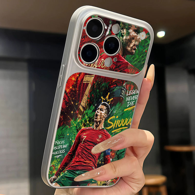 Ốp lưng iPhone Họa tiết da mạ phong cách Bồ Đào Nha số 7 hoa văn Ronaldo iPhone 17 16 15 14 13 12 11 Pro Max Plus Max