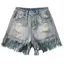 Quần Jean Frayed Nữ Mỹ Retro Phong Cách Mới Rời Quần Thẳng Quần Short Quần Nóng Quần