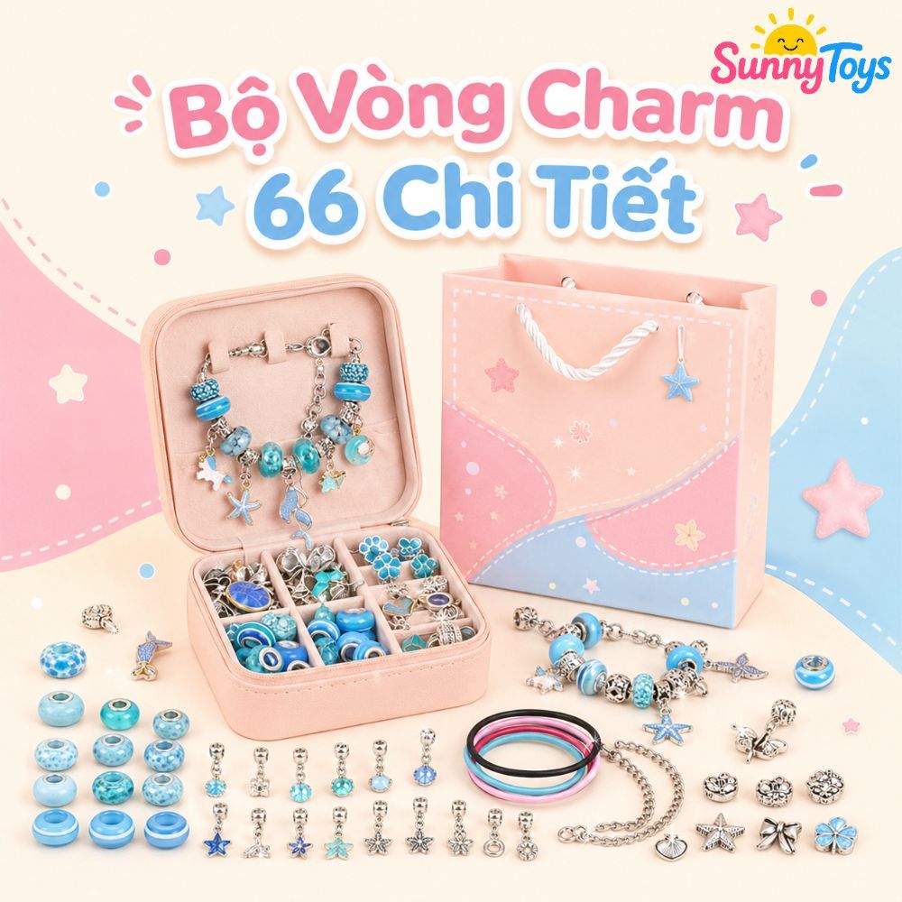 Hộp Phụ Kiện Làm Vòng 66 Món SunnyToys- Bộ Charm DIY Cho Bé Tự Thiết Kế Trang Sức